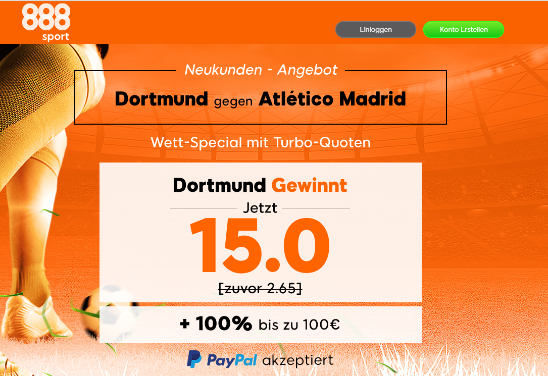 70 Euro für 5 – wenn Dortmund gegen Atlético gewinnt