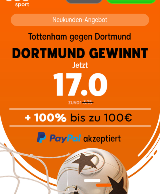 80 Euro Bonus – wenn Dortmund bei Tottenham gewinnt