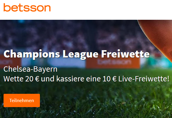 Champions League: 10-Euro-Freiwette bei Betsson