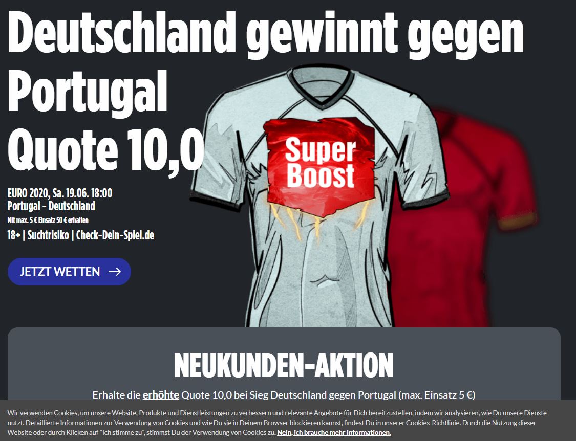 Super Quotenbooster 10.0 für den Sieg von Deutschland gegen Portugal