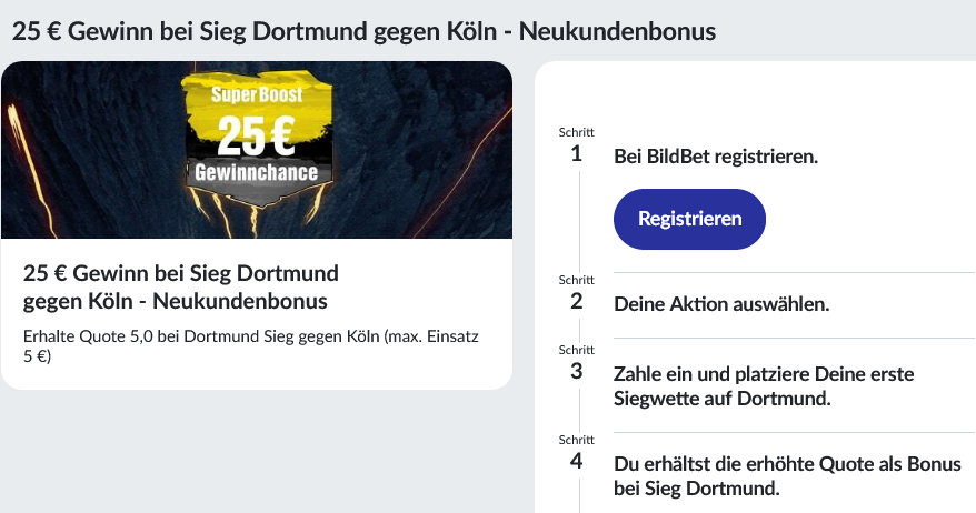 25 Euro Gewinn bei BVB-Sieg gegen Köln! Super Boost von BildBet!
