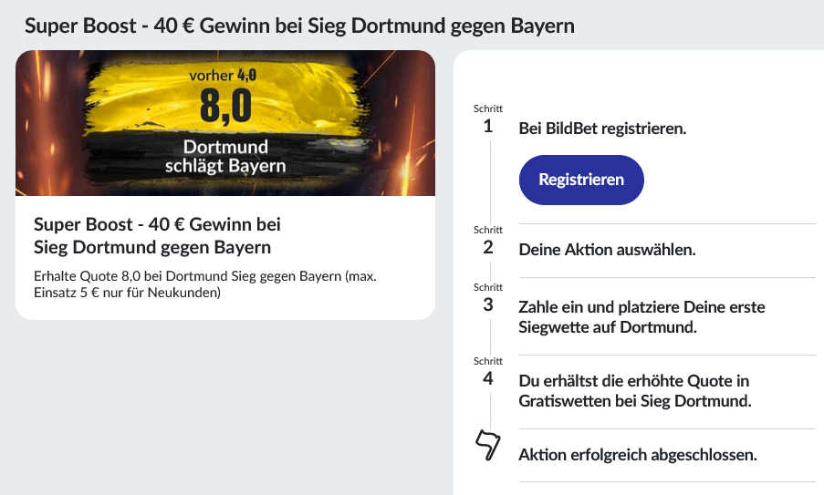 Dortmund gegen Bayern! Wer gewinnt? BildBet hat die Super Boosts!